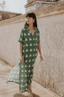 Vestido Triangle Verde Abotonado - The Nook Store